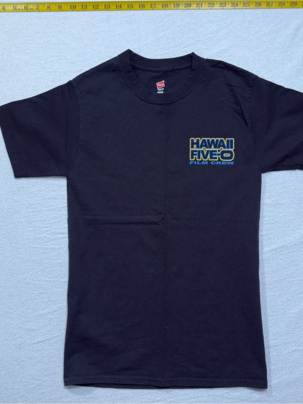 Hanes Black Short Sleeve Tee with Blue and Gold Hawaii Five-0 Logo
